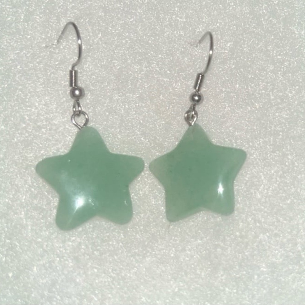 Boho hippie Giu Giu Lucky Jade Star Sterling Silver Earrings